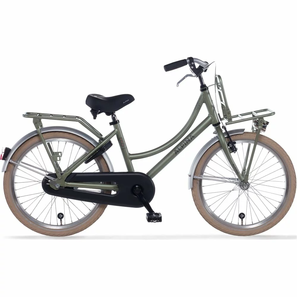 Alpina Cargo Pigecykel 22 Tommer Alu Ramme Mat Grøn 1 Alpina Cargo Pigecykel 22 Tommer Alu Ramme Mat Grøn