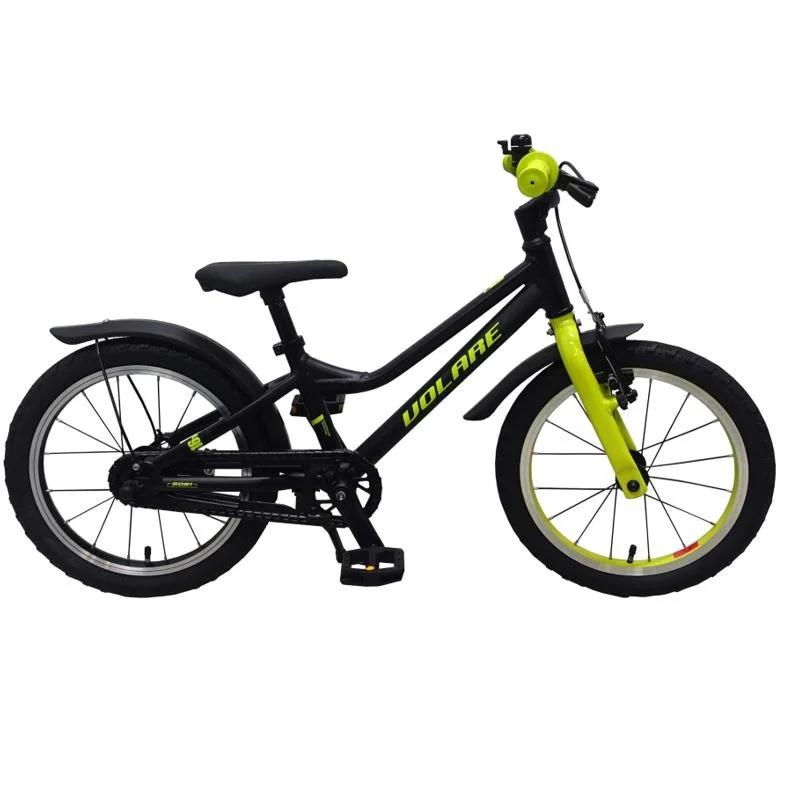 Volare BCargoer 16 Tommer Drengecykel Fodbremse Sort/neongrøn 1 Volare BCargoer 16 Tommer Drengecykel Fodbremse Sort/neongrøn