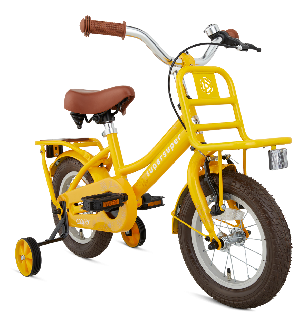 Supersuper 12 Tommer Pigecykel Cooper Bamboo Gul 1 Supersuper 12 Tommer Pigecykel Cooper Bamboo Gul