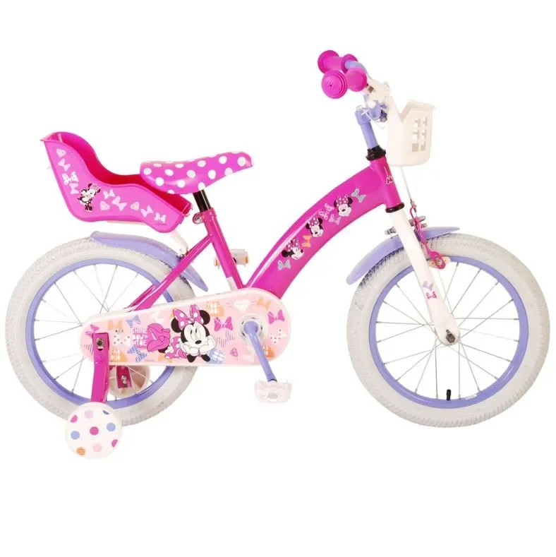Minnie Mouse 16 Tommer 25,4 Cm Pigecykel, Pink/lilla/hvid 1 Minnie Mouse 16 Tommer 25,4 Cm Pigecykel, Pink/lilla/hvid